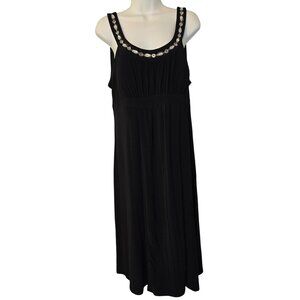 Dressbarn Collection Size 16 Black Jeweled Neck Sleeveless Dress